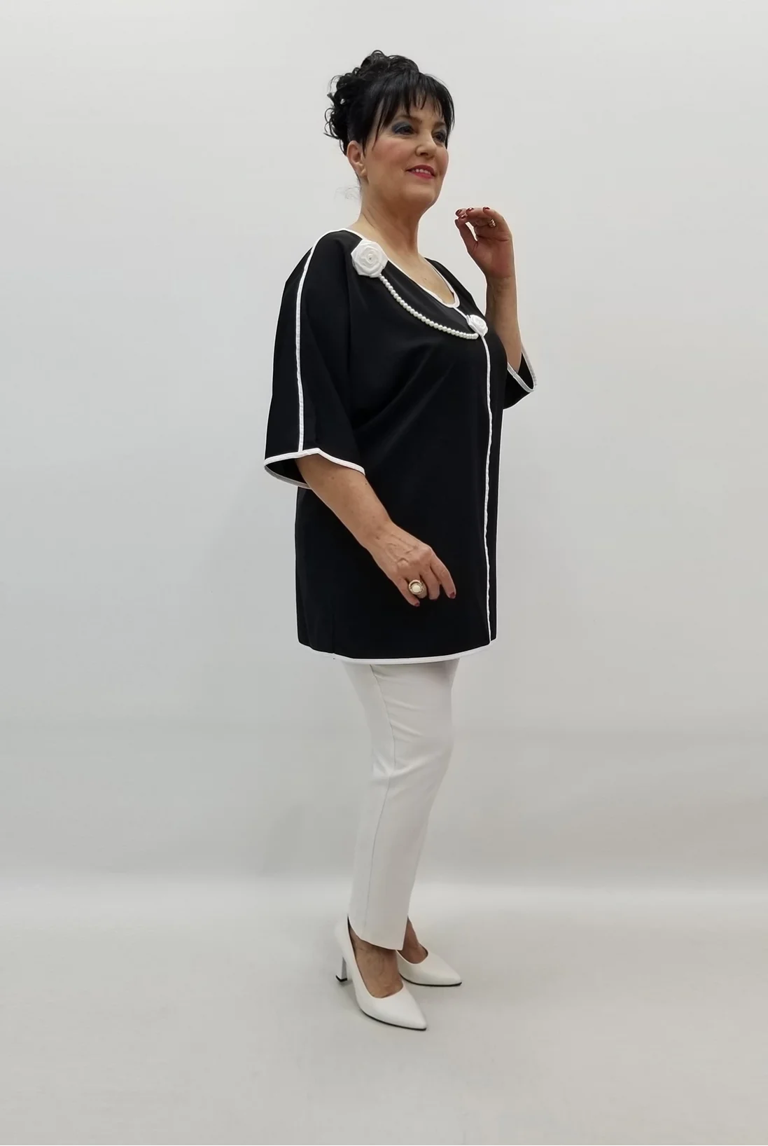 Miraggio Büyük Beden Abiye Bluz 99496 SİYAH