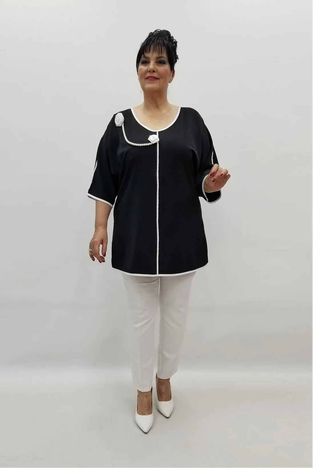 Miraggio Büyük Beden Abiye Bluz 99496 SİYAH