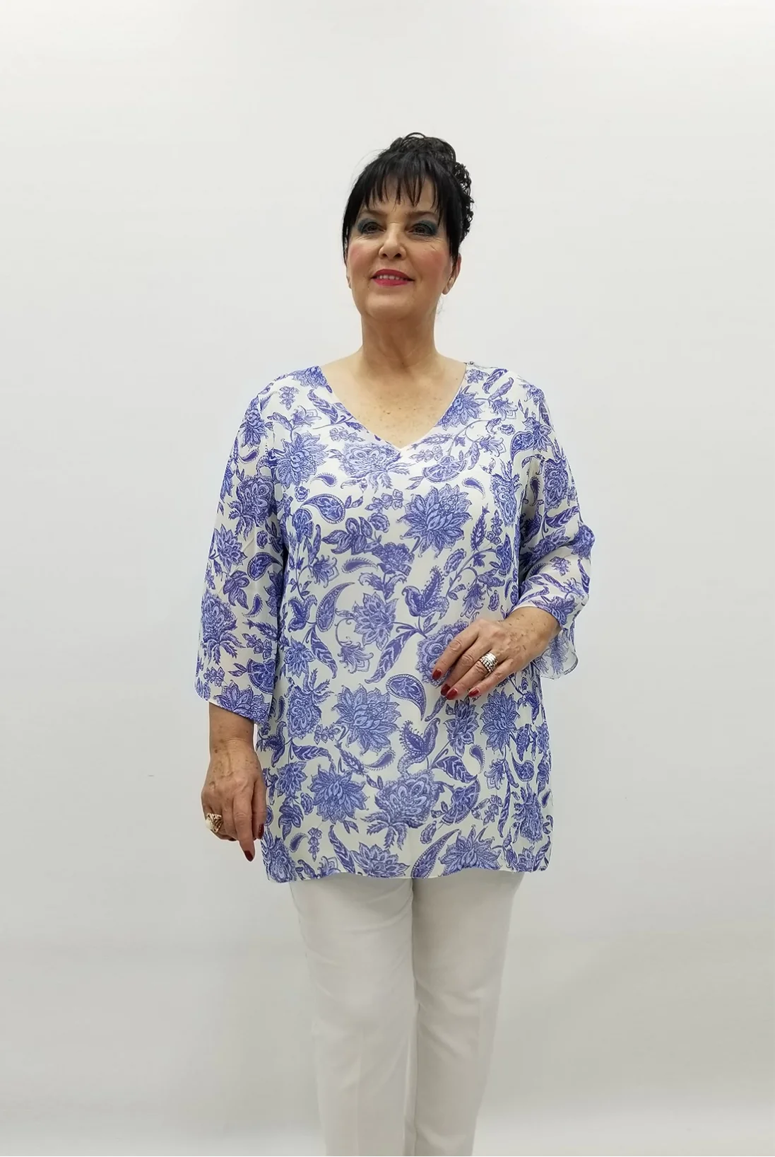 Miraggio Büyük Beden Abiye Bluz 99498 MAVİ