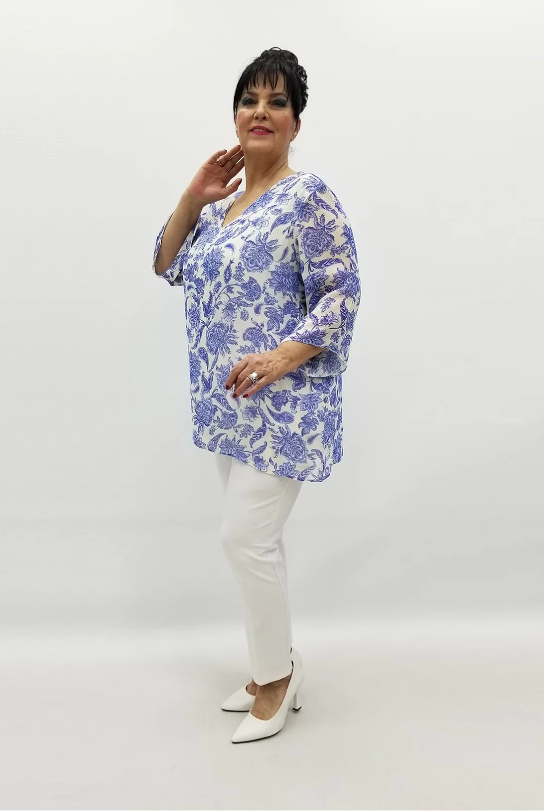 Miraggio Büyük Beden Abiye Bluz 99498 MAVİ