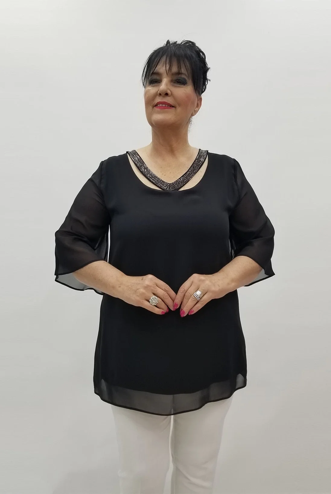 Miraggio Büyük Beden Abiye Bluz 99605 SİYAH