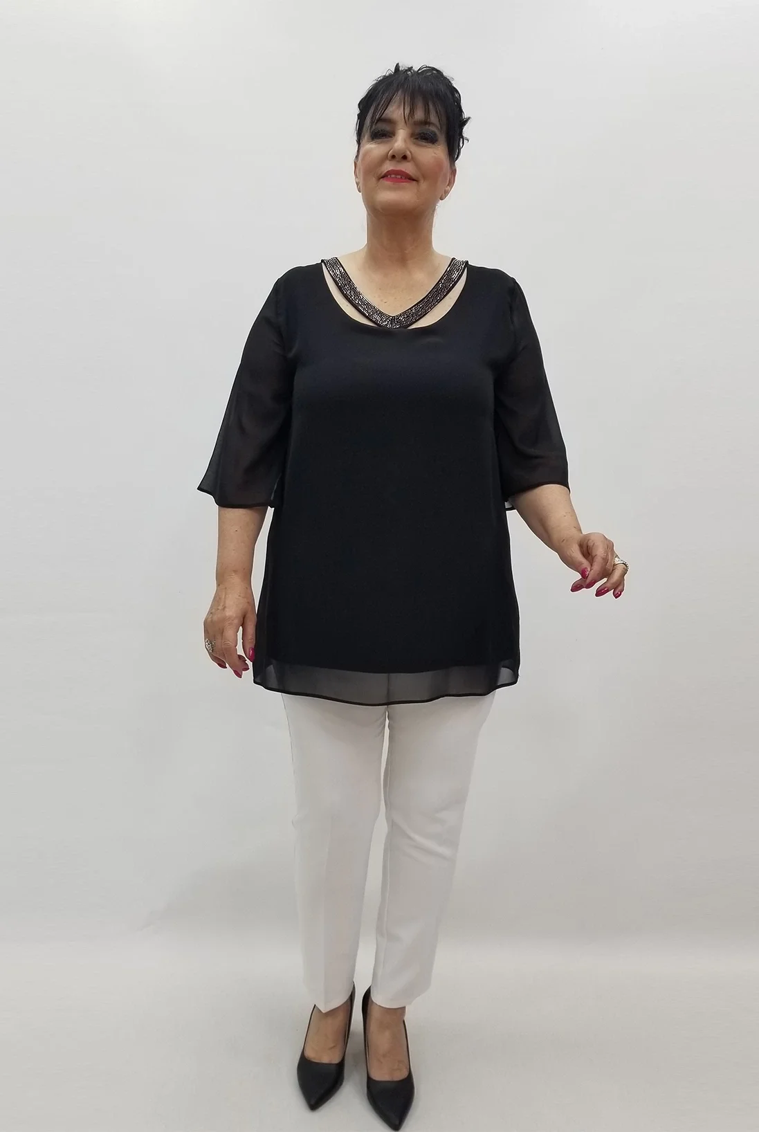 Miraggio Büyük Beden Abiye Bluz 99605 SİYAH