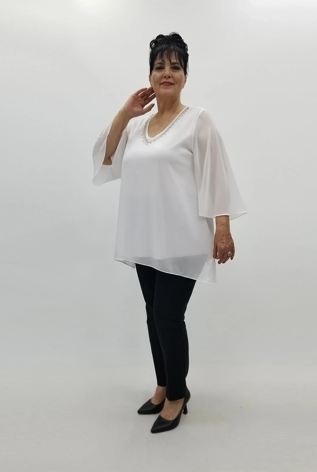 Miraggio Büyük Beden Abiye Bluz 99786 BEYAZ