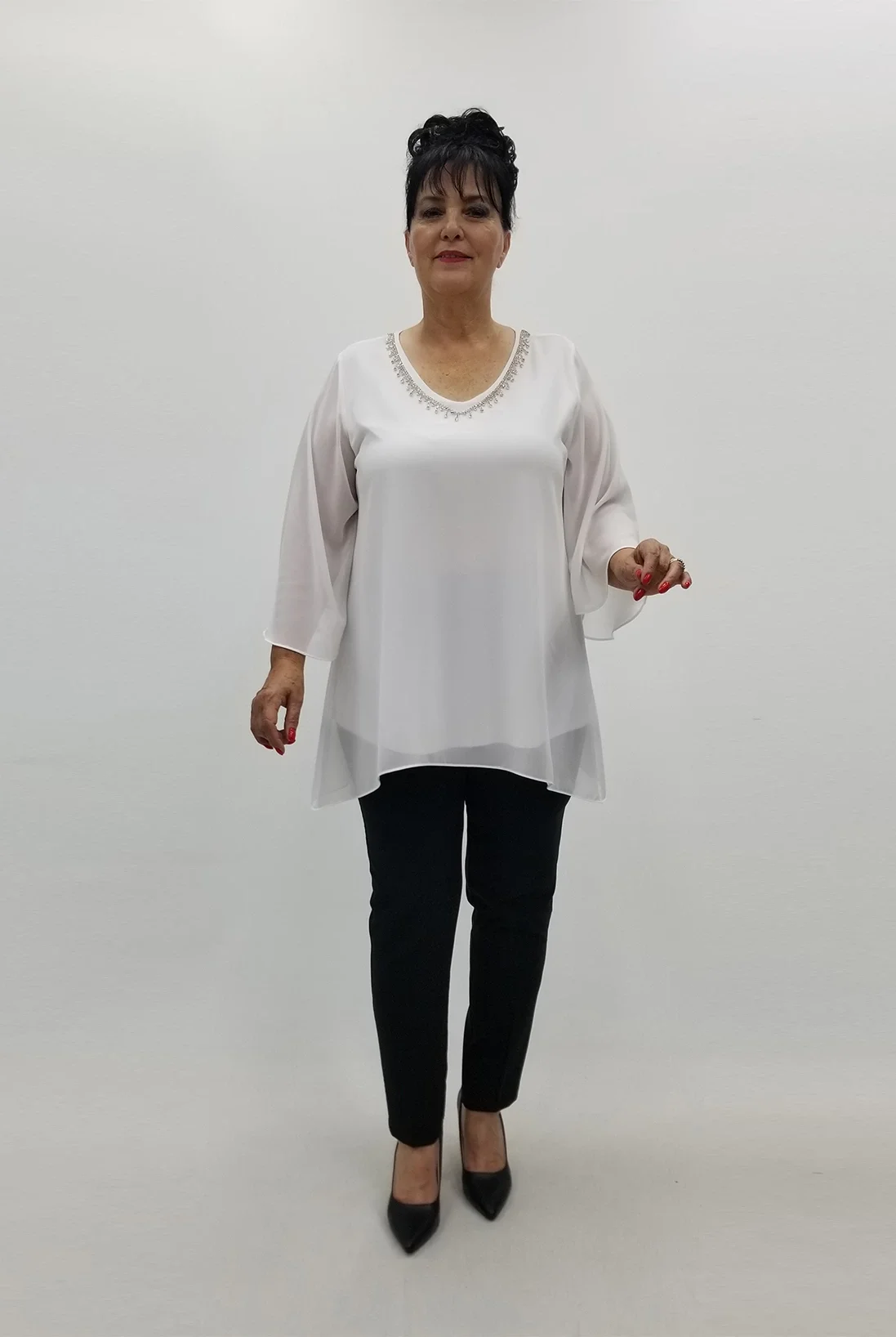 Miraggio Büyük Beden Abiye Bluz 99786 BEYAZ