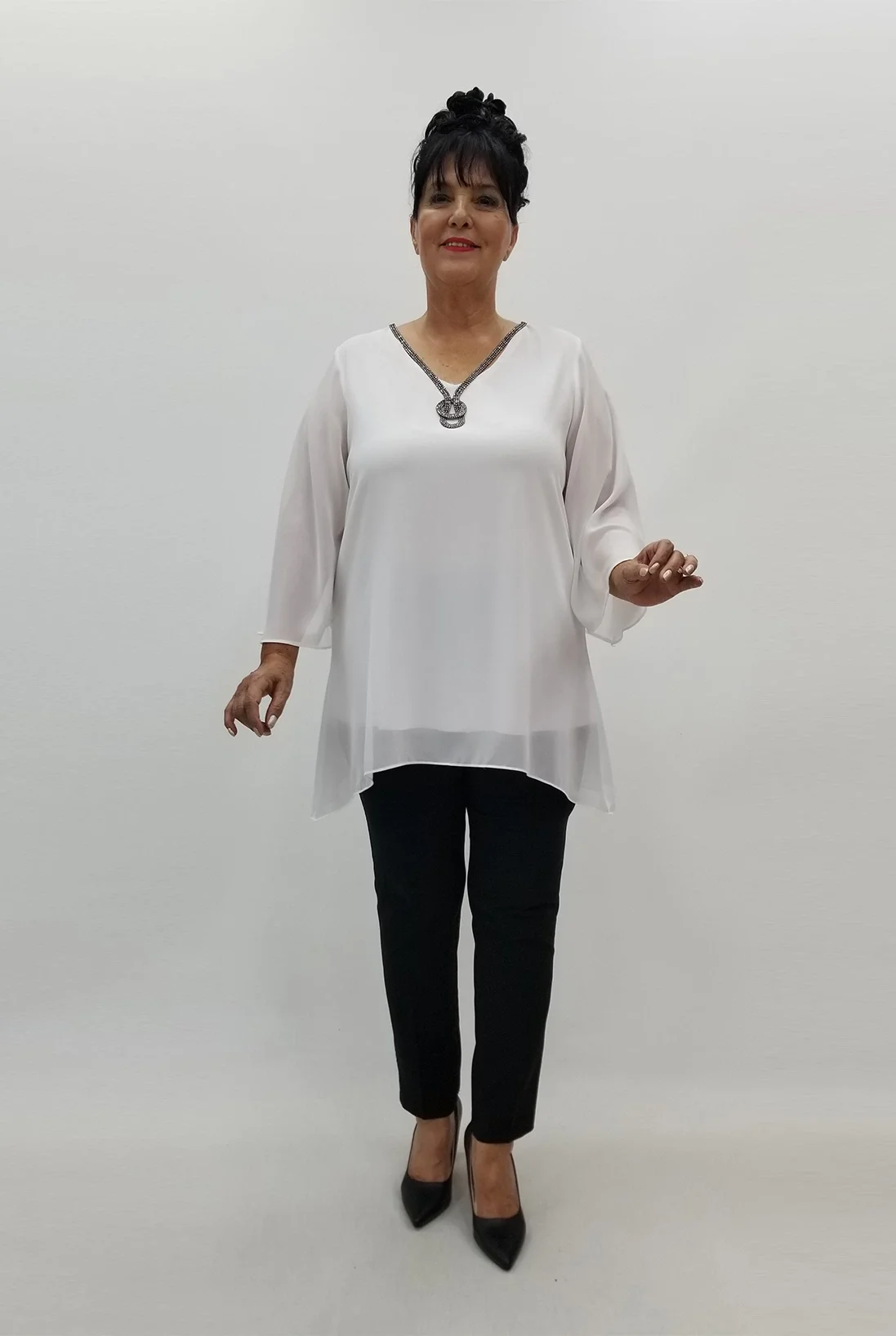 Miraggio Büyük Beden Abiye Bluz 99787 BEYAZ