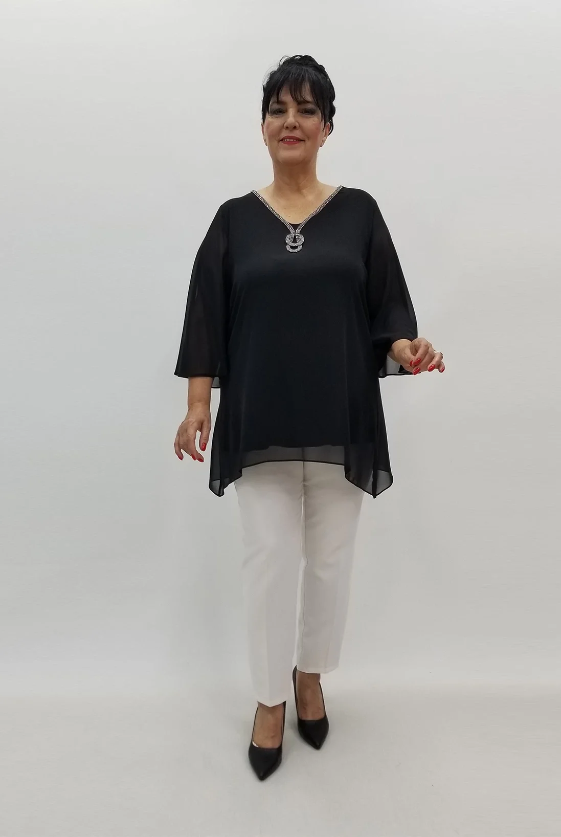 Miraggio Büyük Beden Abiye Bluz 99787 SİYAH