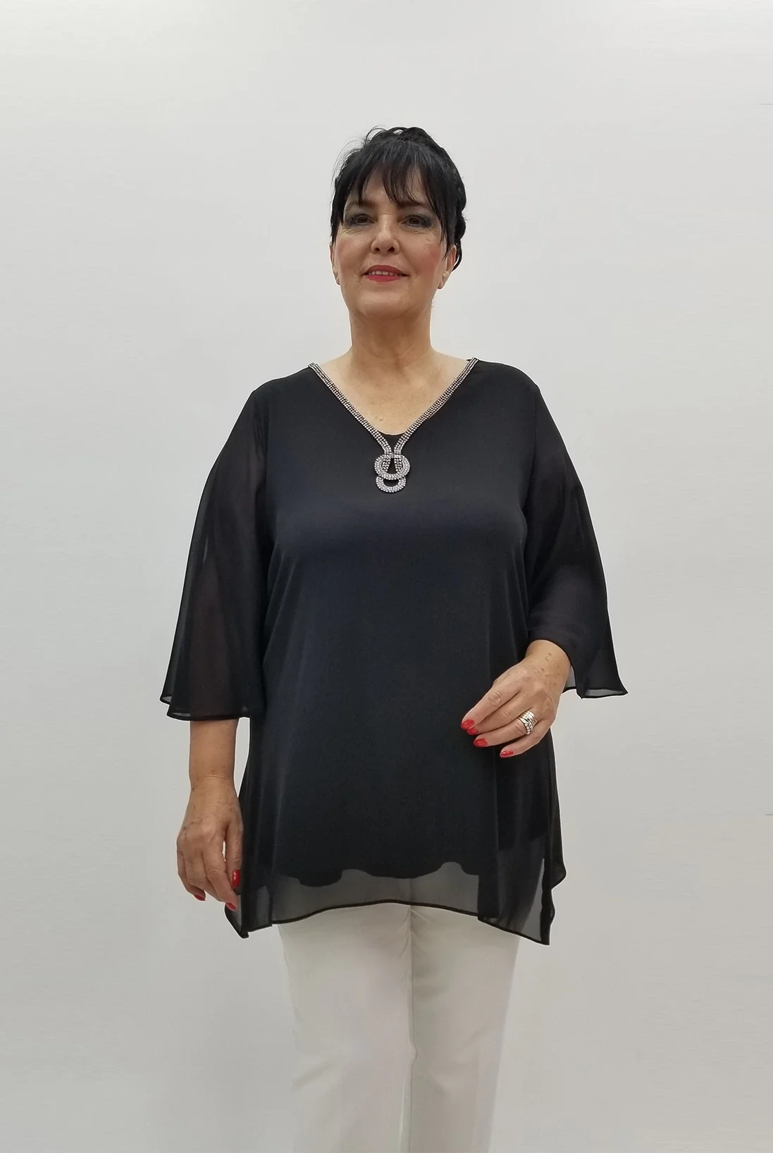 Miraggio Büyük Beden Abiye Bluz 99787 SİYAH