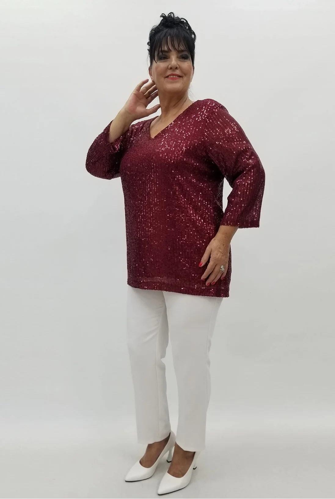 Miraggio Büyük Beden Abiye Bluz 99846 BORDO