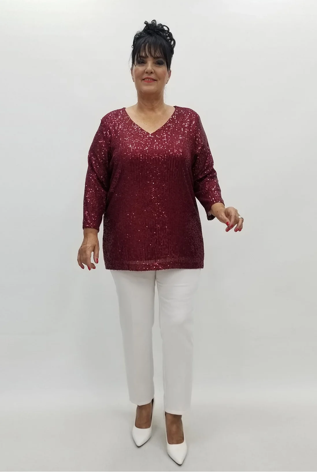 Miraggio Büyük Beden Abiye Bluz 99846 BORDO