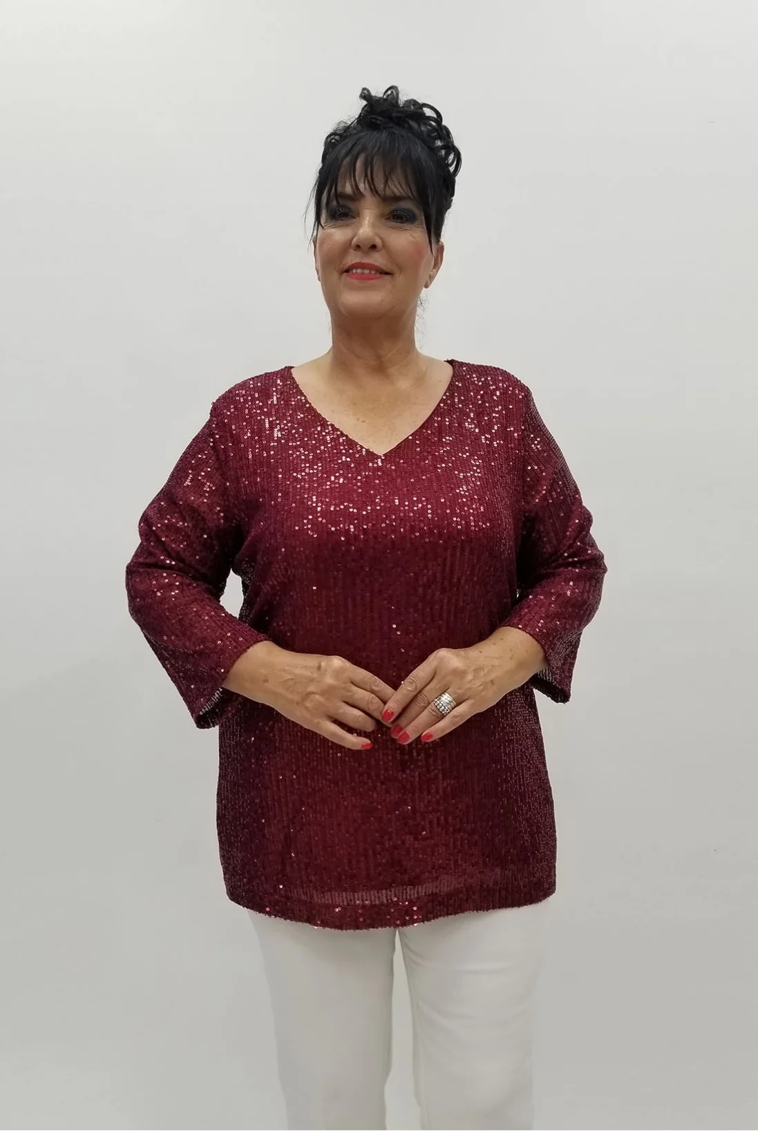 Miraggio Büyük Beden Abiye Bluz 99846 BORDO