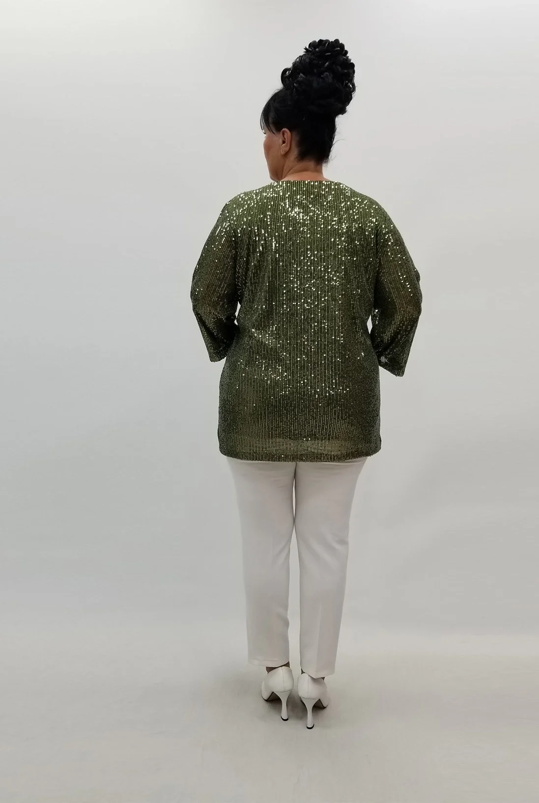 Miraggio Büyük Beden Abiye Bluz 99846 YAĞ YEŞİLİ