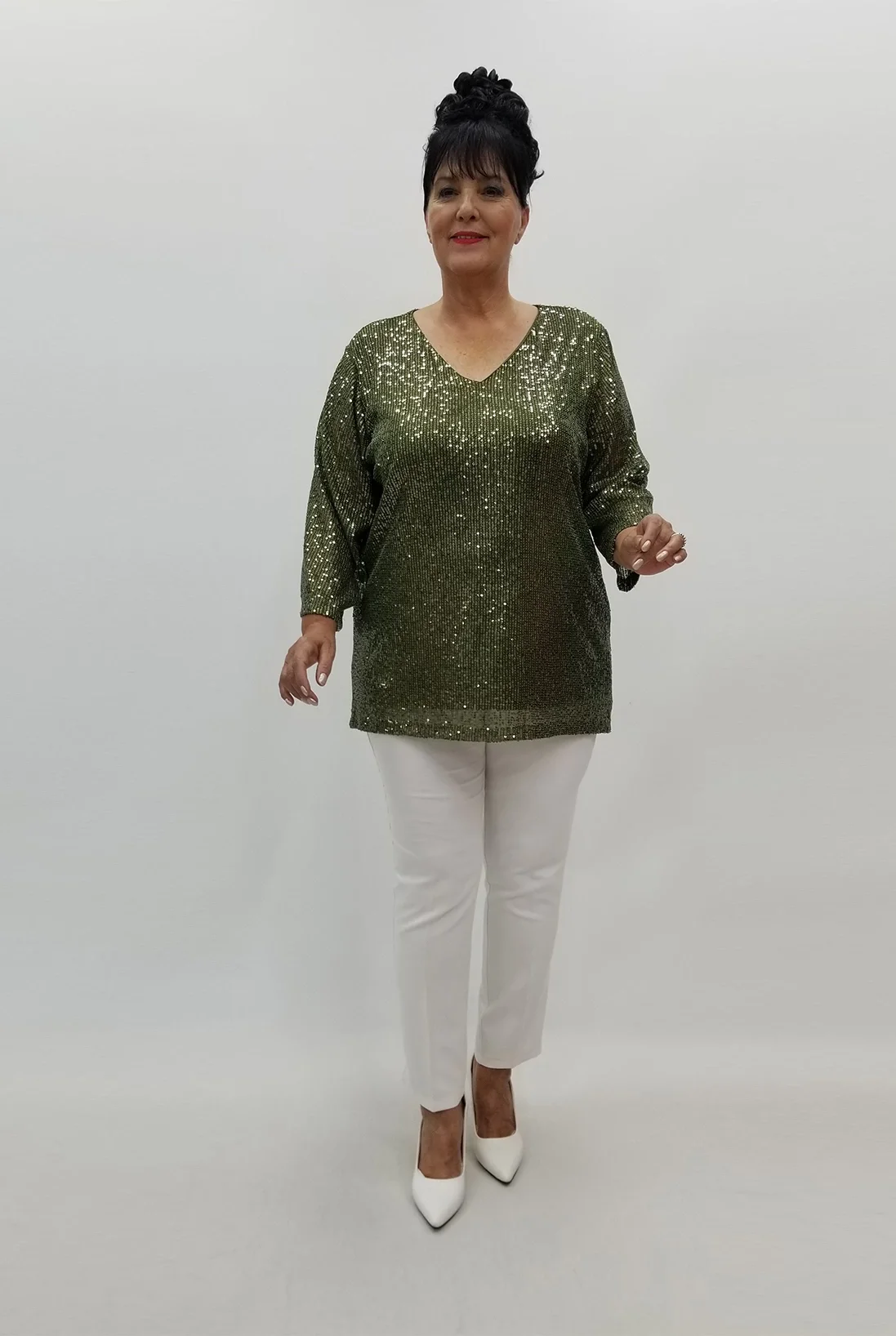 Miraggio Büyük Beden Abiye Bluz 99846 YAĞ YEŞİLİ