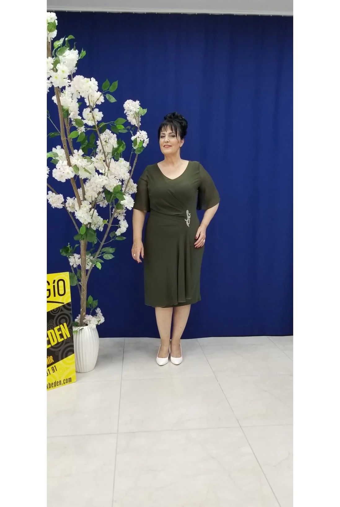 Miraggio Büyük Beden Abiye Elbise 94158 HAKİ