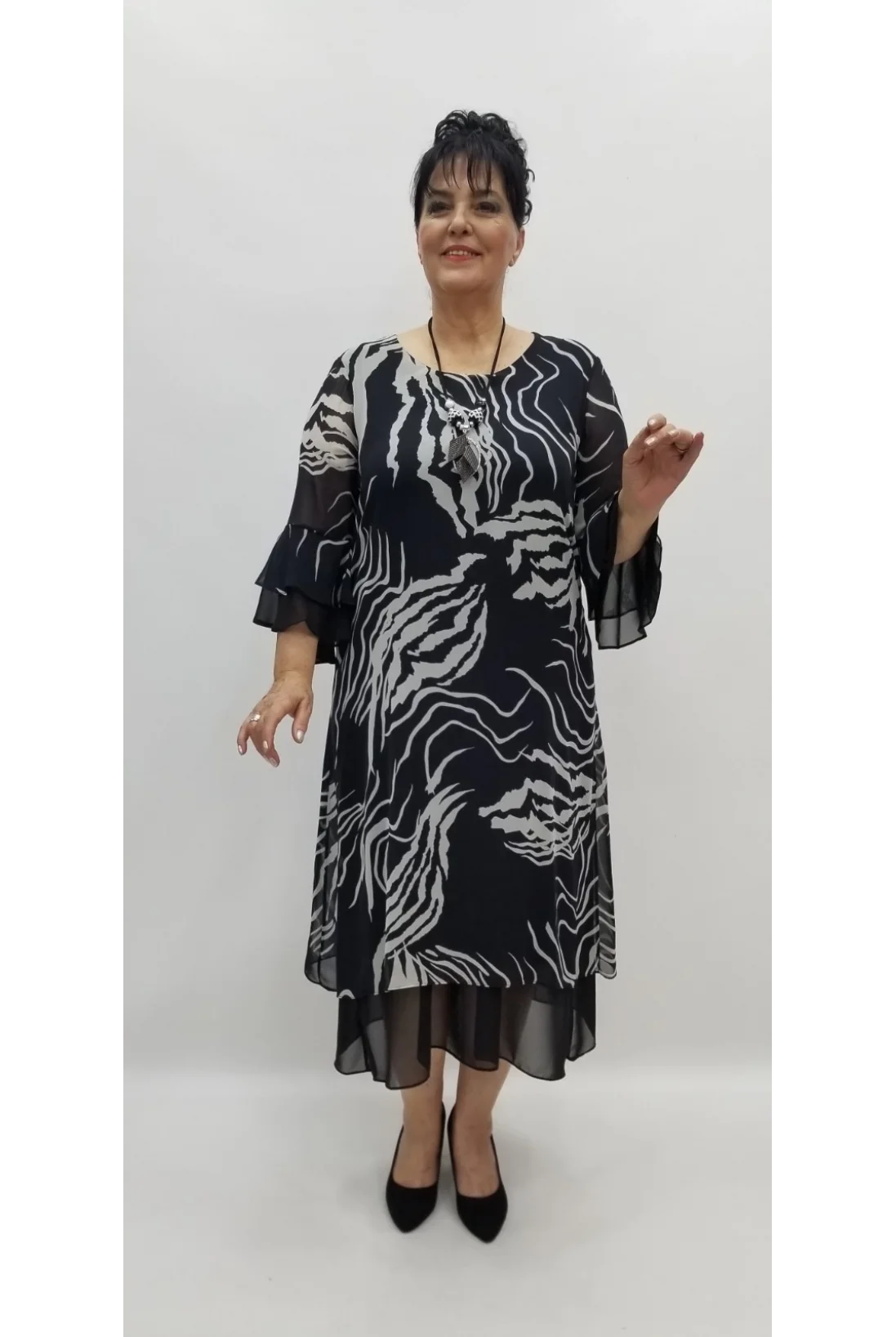 Miraggio Büyük Beden Abiye Elbise 97706 SİYAH/BEYAZ