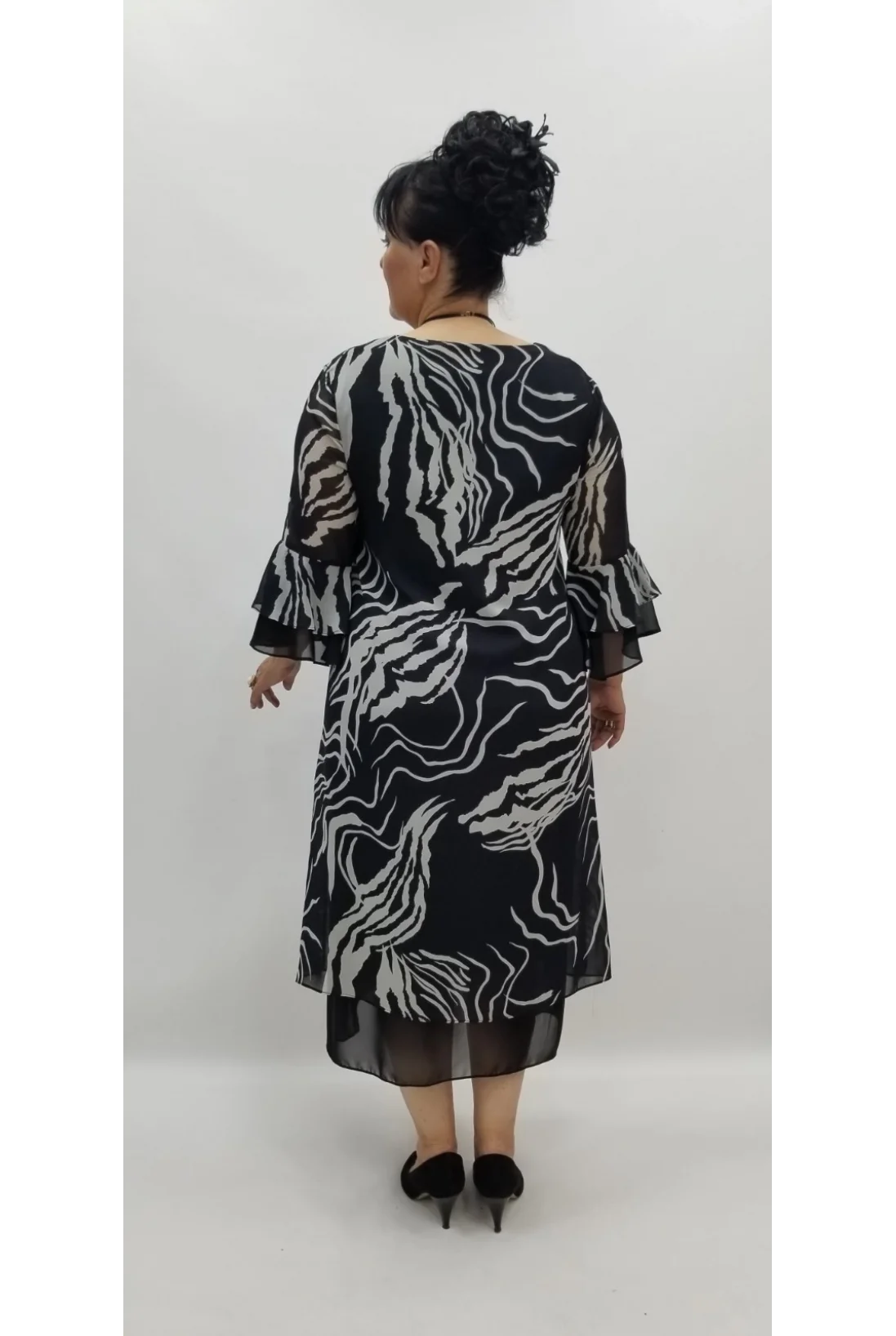 Miraggio Büyük Beden Abiye Elbise 97706 SİYAH/BEYAZ