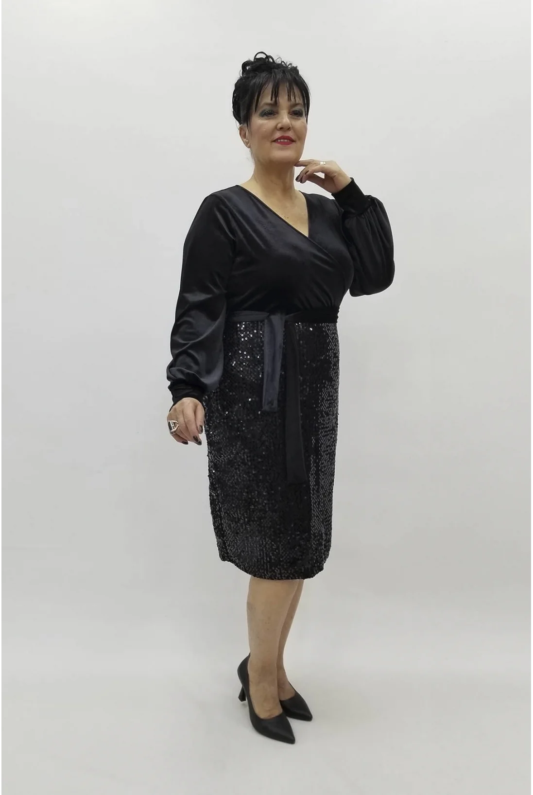 Miraggio Büyük Beden Abiye Elbise 98219 SİYAH