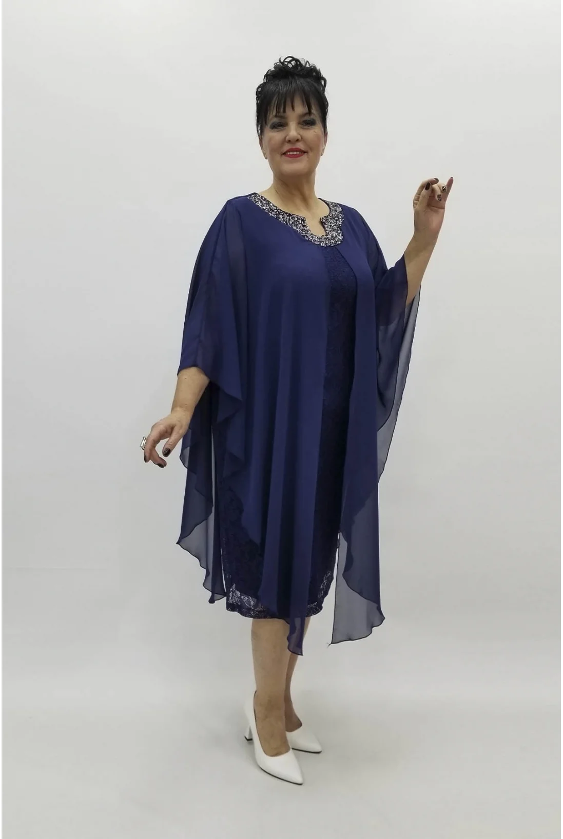 Miraggio Büyük Beden Abiye Elbise 98270 LACİVERT