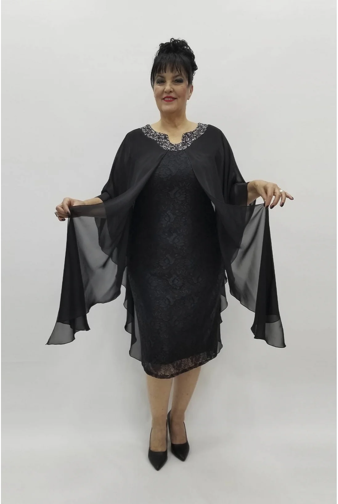 Miraggio Büyük Beden Abiye Elbise 98270 SİYAH