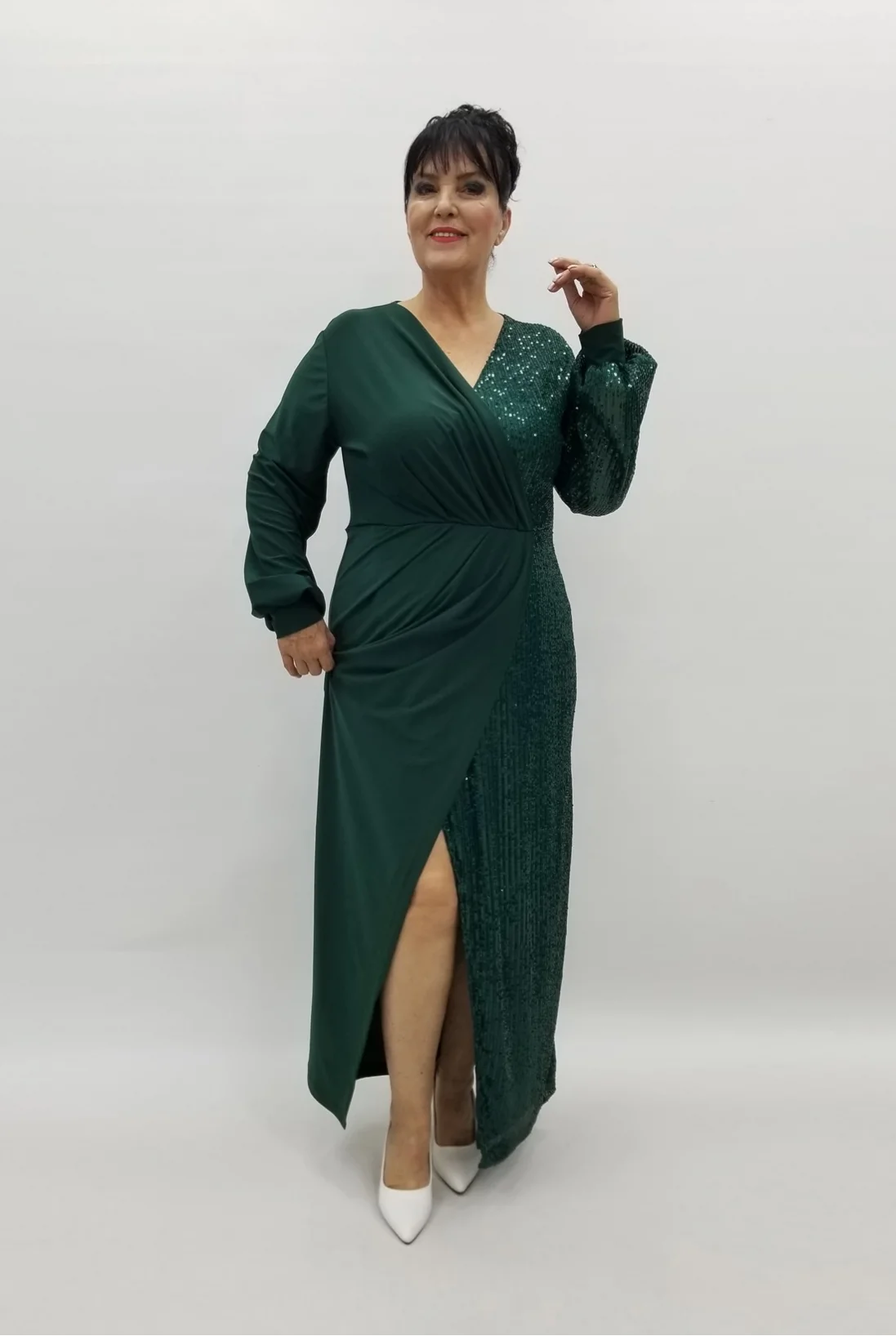 Miraggio Büyük Beden Abiye Elbise 99113 YEŞİL