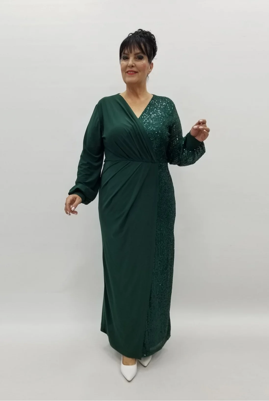 Miraggio Büyük Beden Abiye Elbise 99113 YEŞİL