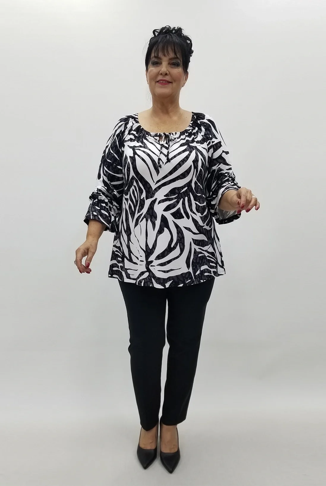 Miraggio Büyük Beden Bluz 4168 SİYAH/BEYAZ