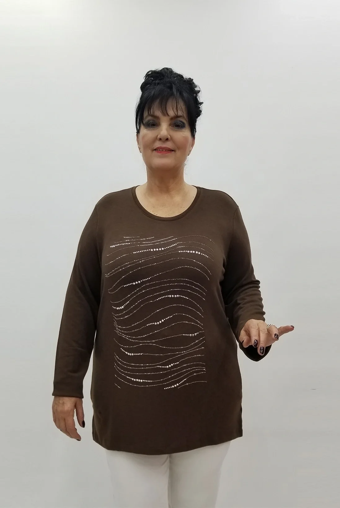 Miraggio Büyük Beden Bluz 4182 KAHVE