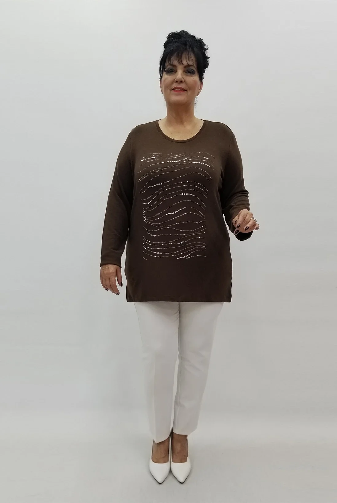 Miraggio Büyük Beden Bluz 4182 KAHVE