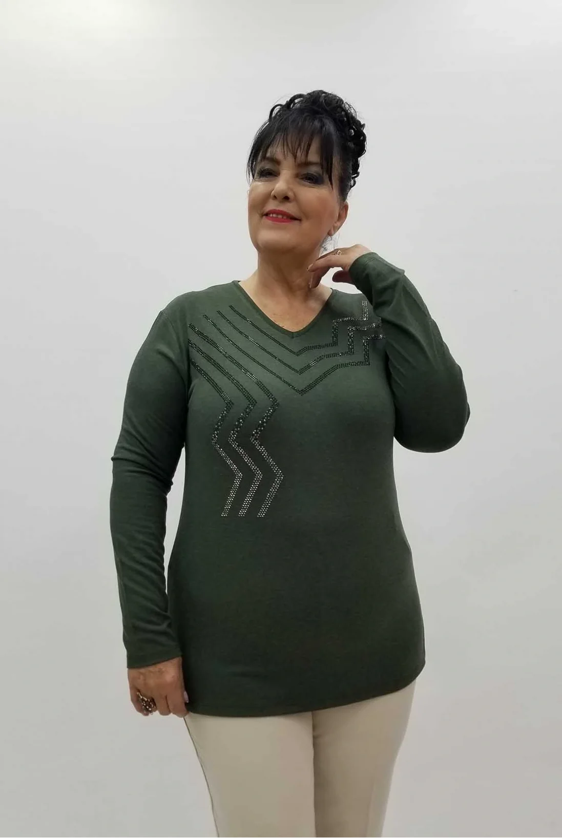 Miraggio Büyük Beden Bluz 4224 HAKİ