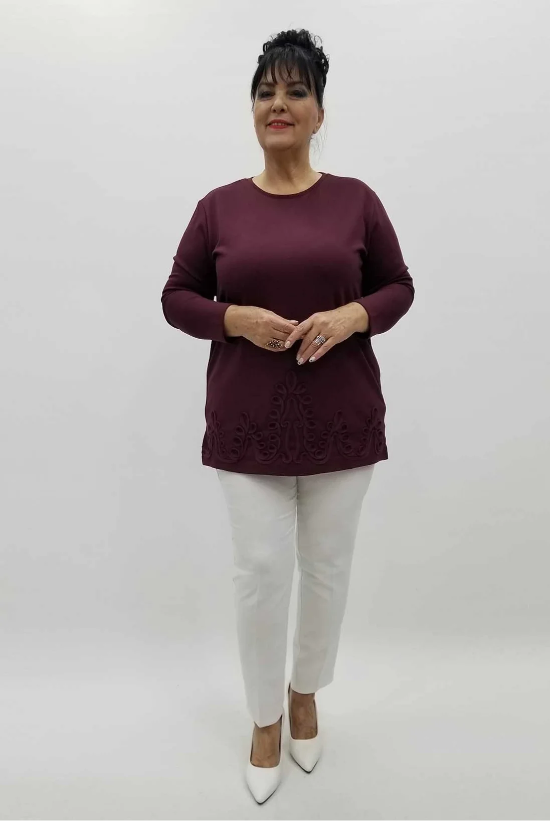 Miraggio Büyük Beden Bluz 4255 BORDO