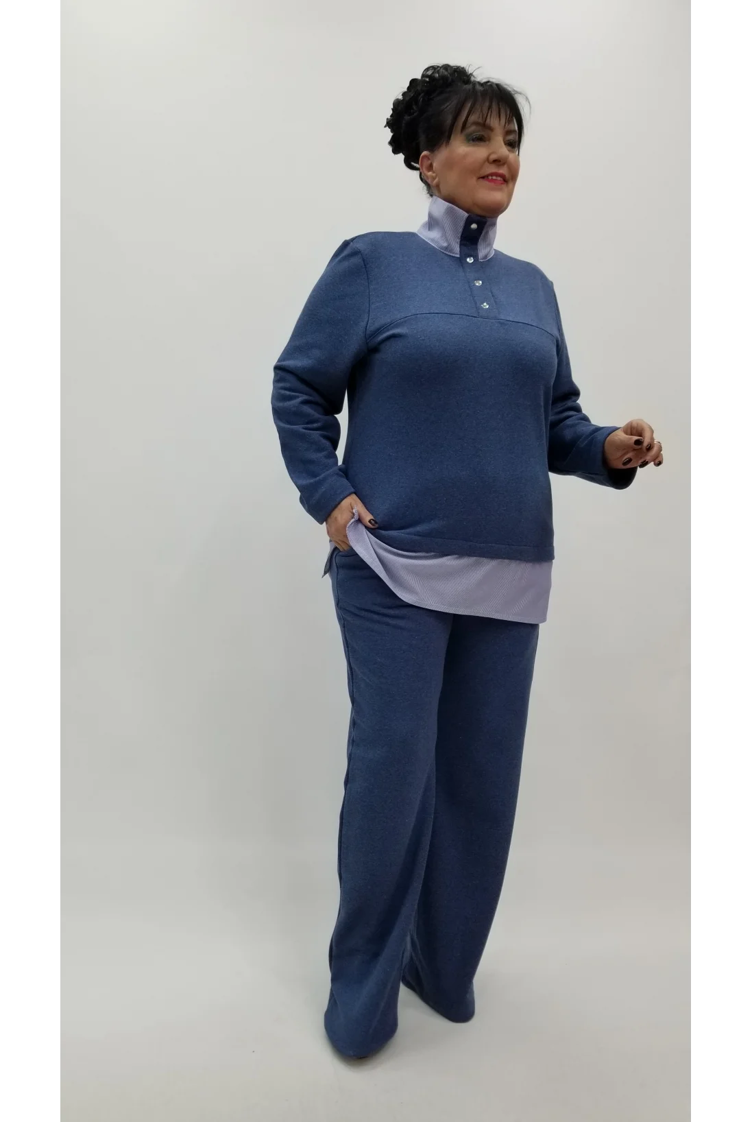 Miraggio Büyük Beden Bluz 4286 MAVİ