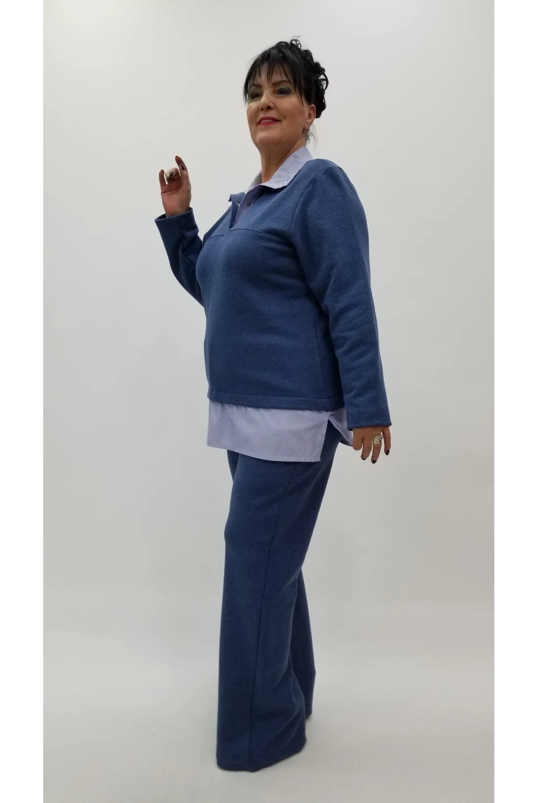 Miraggio Büyük Beden Bluz 4286 MAVİ