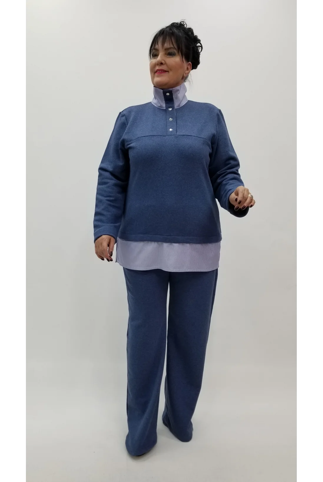 Miraggio Büyük Beden Bluz 4286 MAVİ