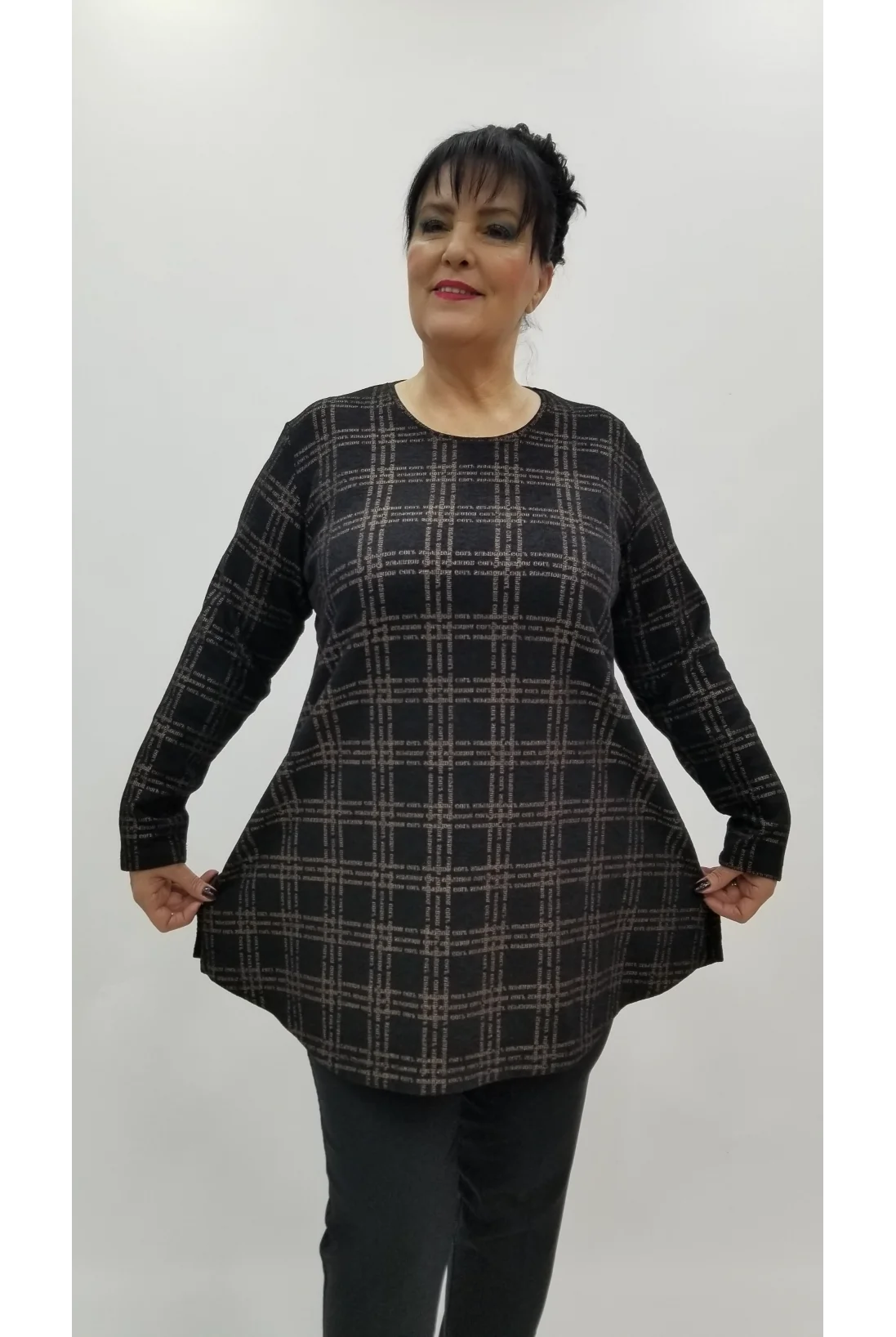 Miraggio Büyük Beden Bluz 4307 SİYAH/KAHVE