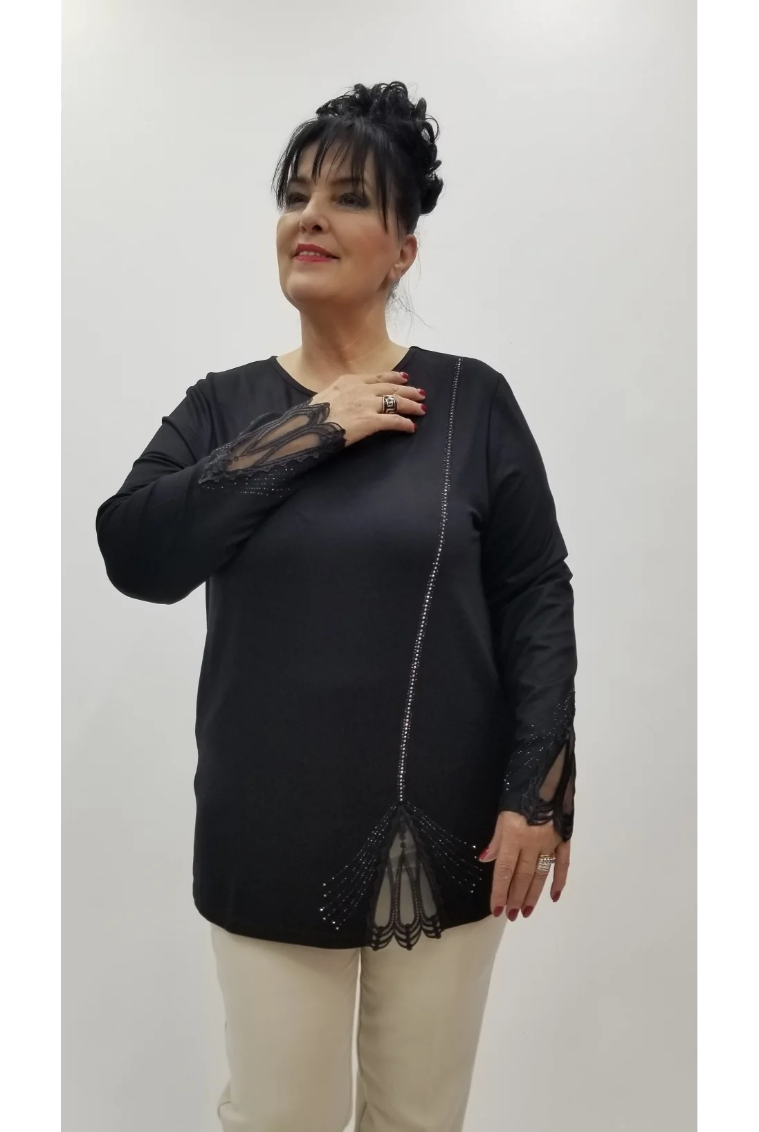 Miraggio Büyük Beden Bluz 4347 SİYAH