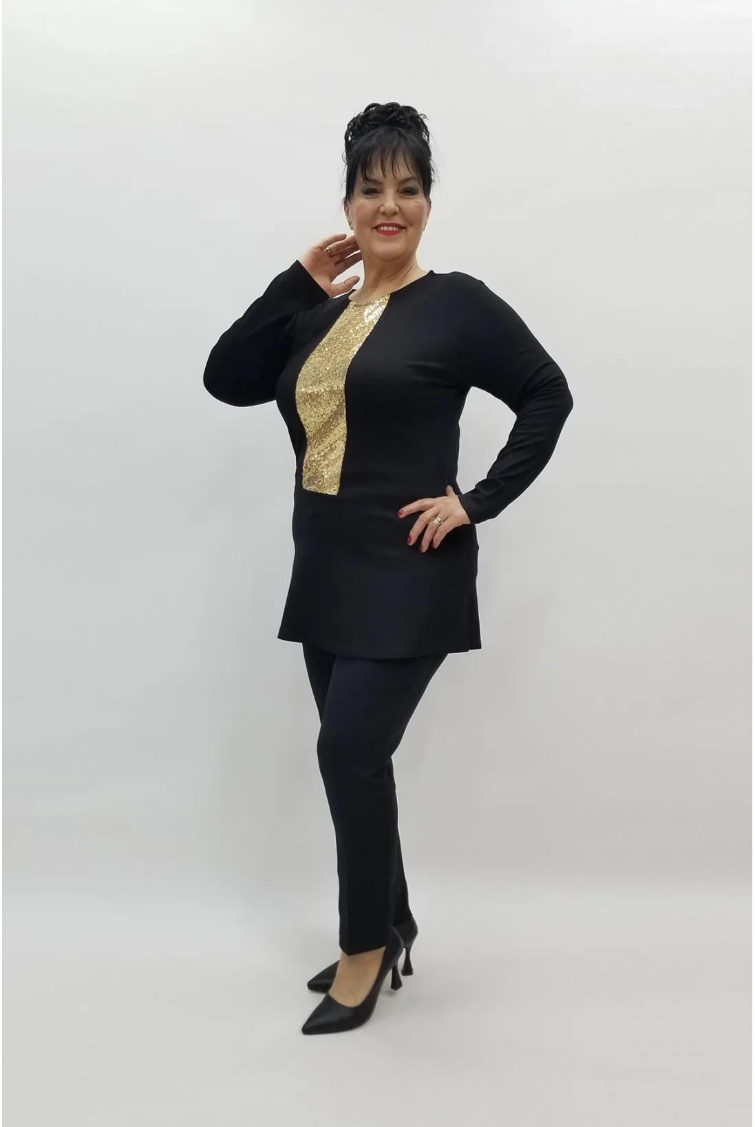 Miraggio Büyük Beden Bluz 98371 SİY-GOLD