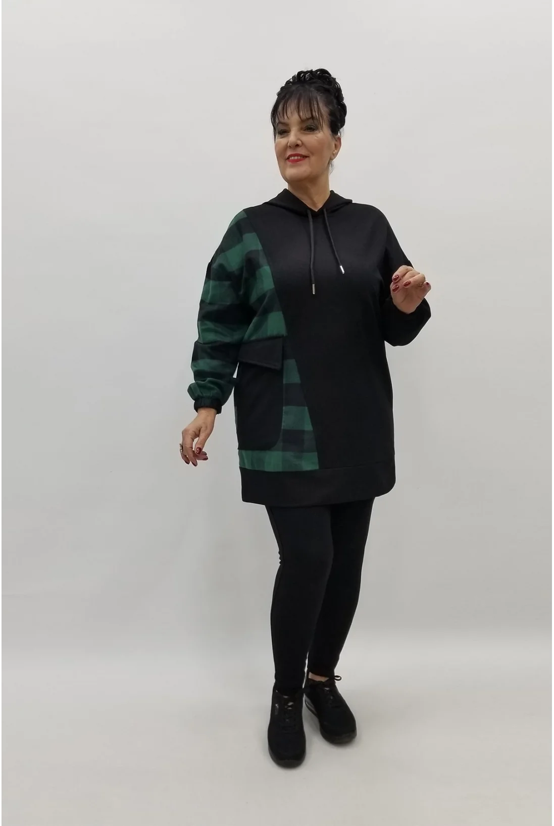 Miraggio Büyük Beden Bluz 98373 SİYAH/YEŞİL