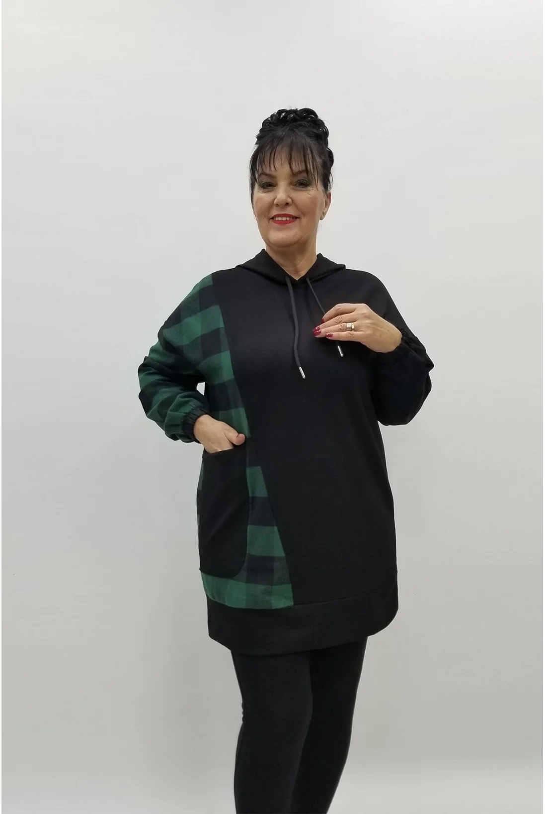 Miraggio Büyük Beden Bluz 98373 SİYAH/YEŞİL