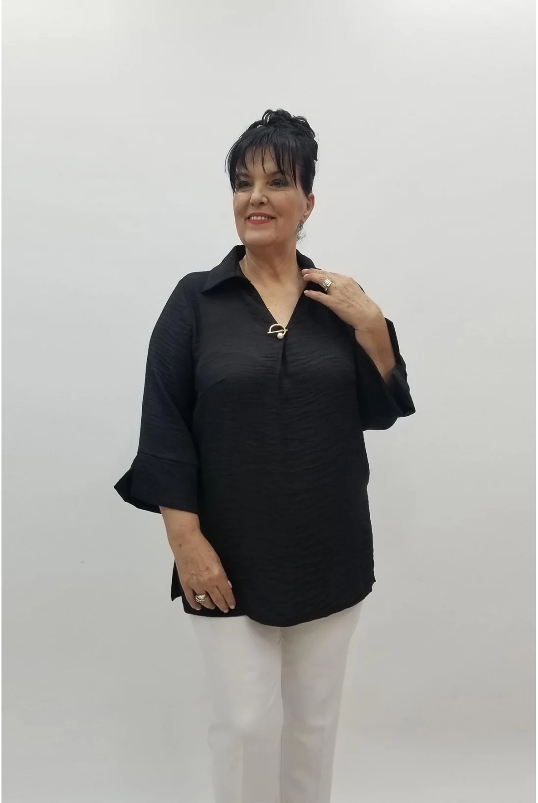 Miraggio Büyük Beden Bluz 98394 SİYAH