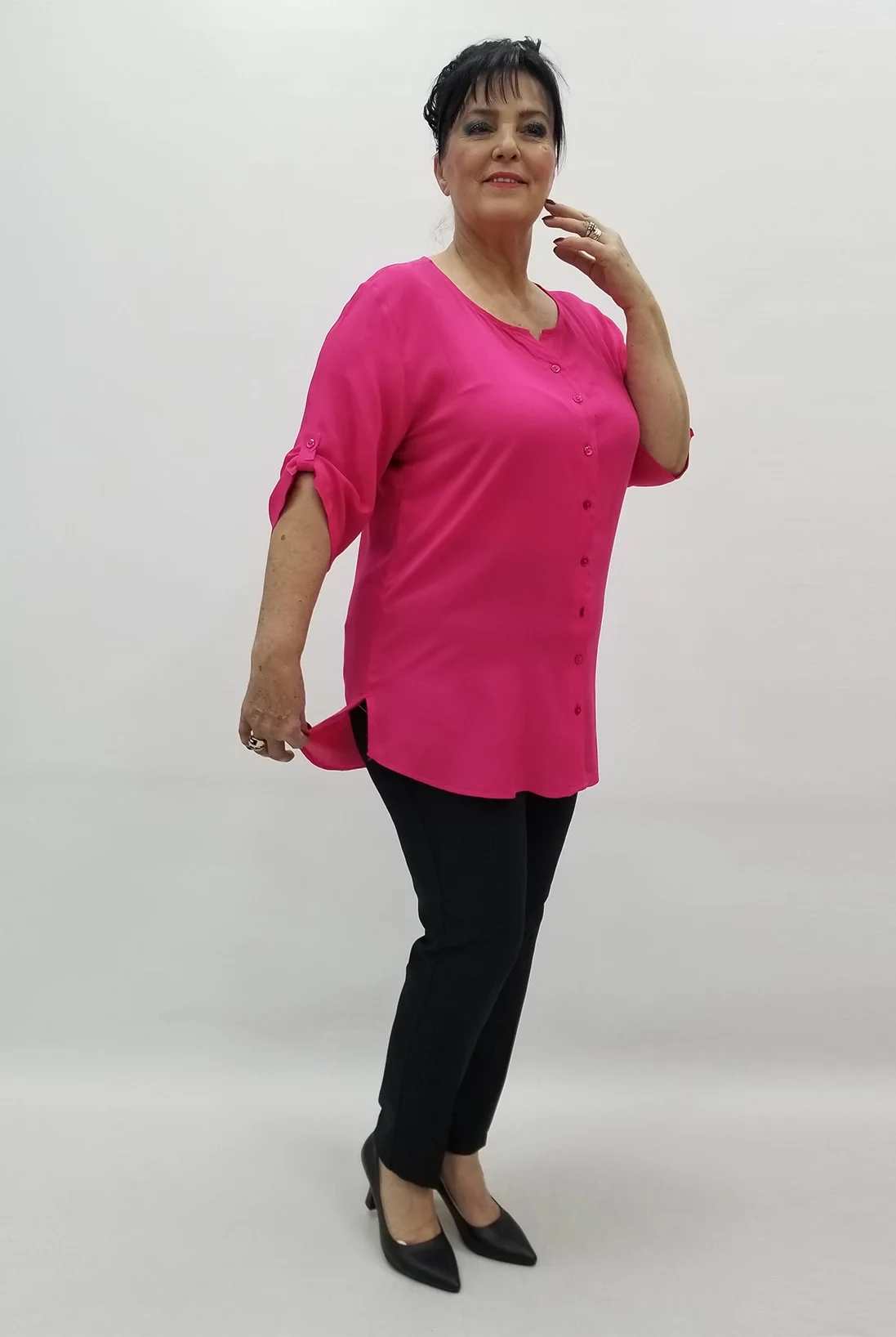 Miraggio Büyük Beden Bluz 98459 FUŞYA