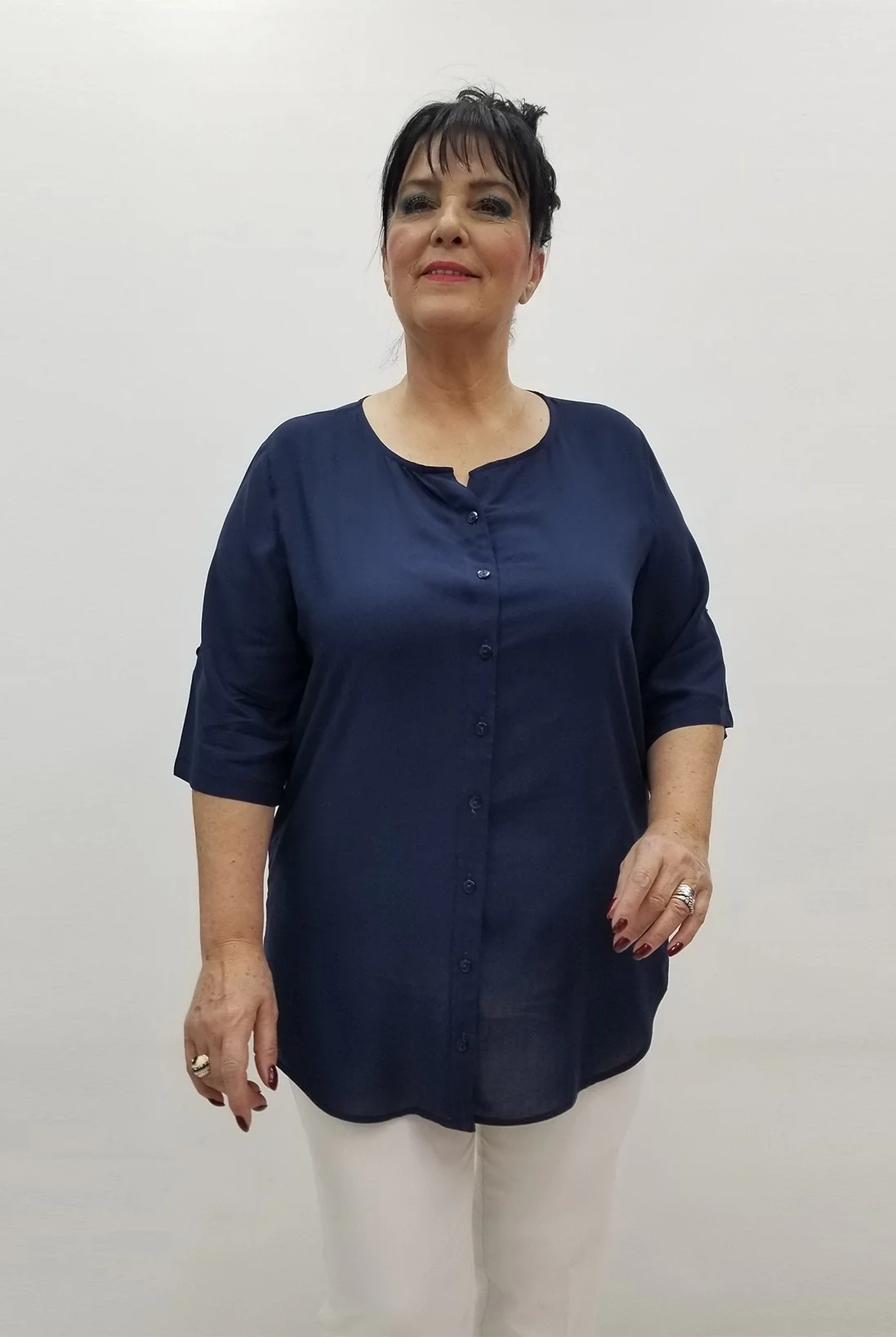 Miraggio Büyük Beden Bluz 98459 LACİVERT