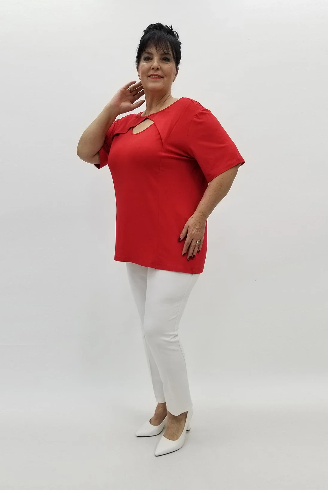 Miraggio Büyük Beden Bluz 98673 KIRMIZI