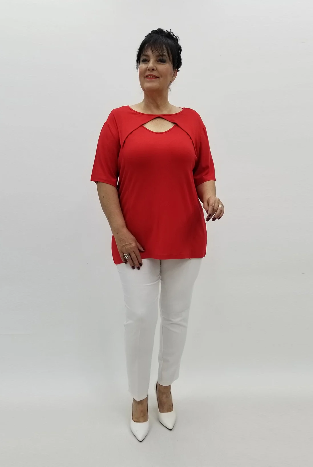 Miraggio Büyük Beden Bluz 98673 KIRMIZI