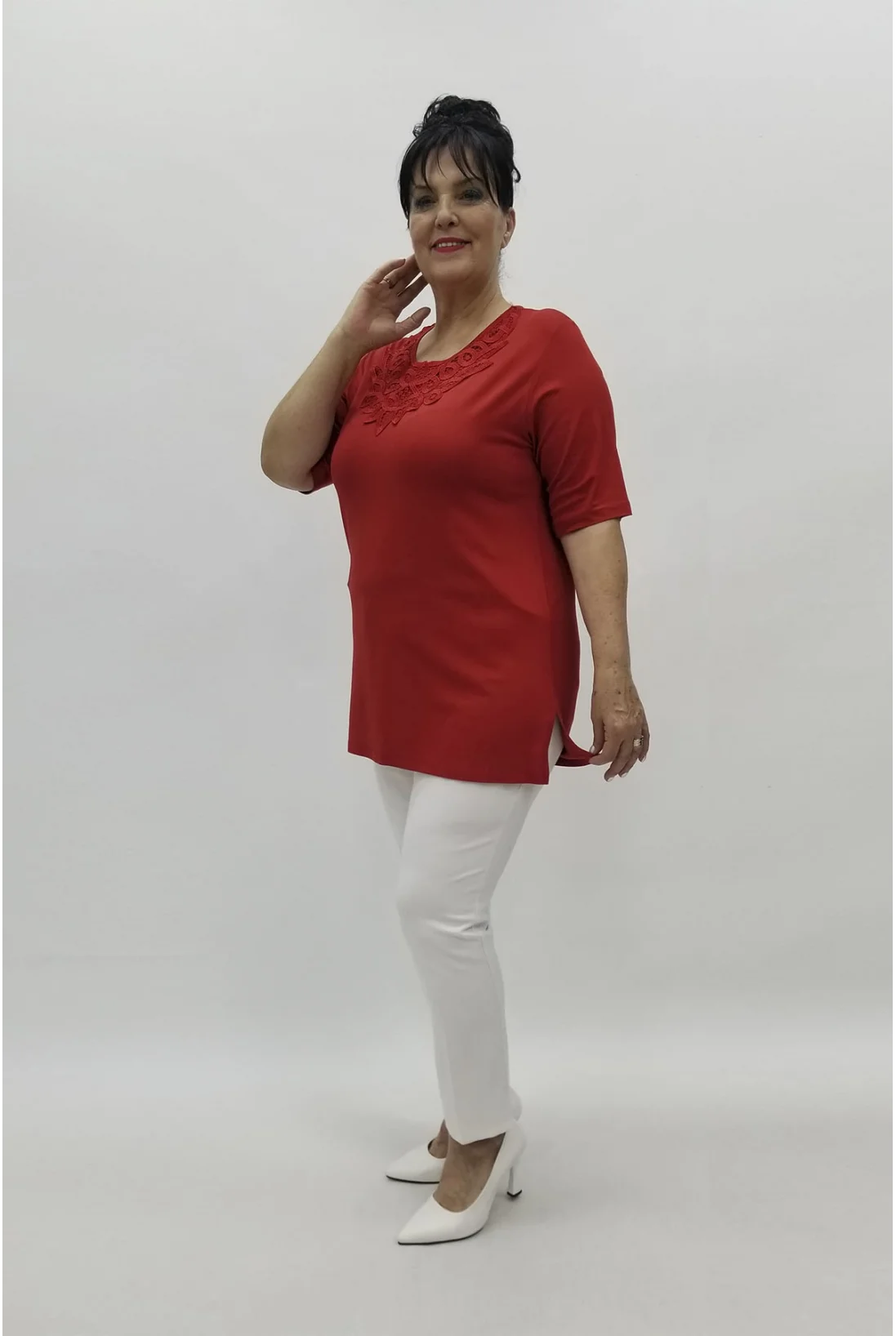 Miraggio Büyük Beden Bluz 98701 KIRMIZI