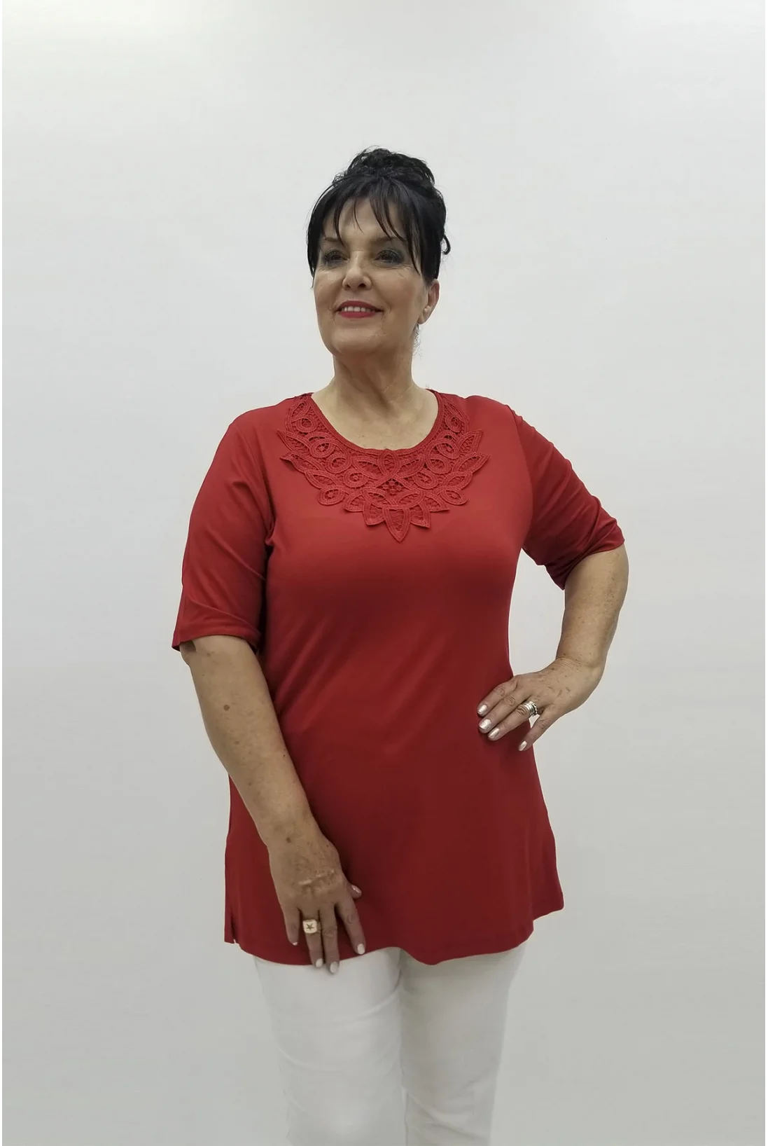 Miraggio Büyük Beden Bluz 98701 KIRMIZI