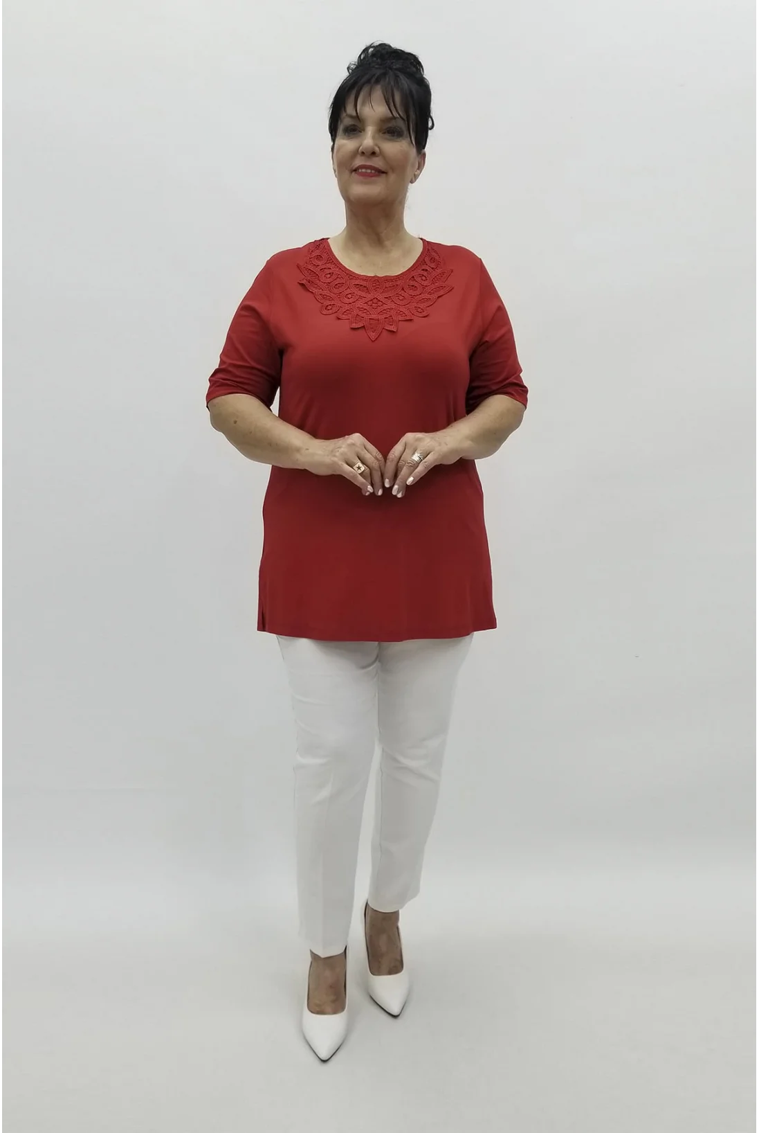 Miraggio Büyük Beden Bluz 98701 KIRMIZI