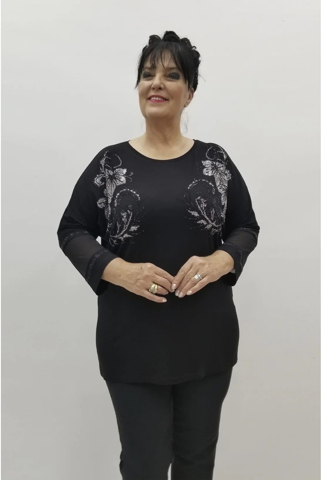 Miraggio Büyük Beden Bluz 98735 SİYAH