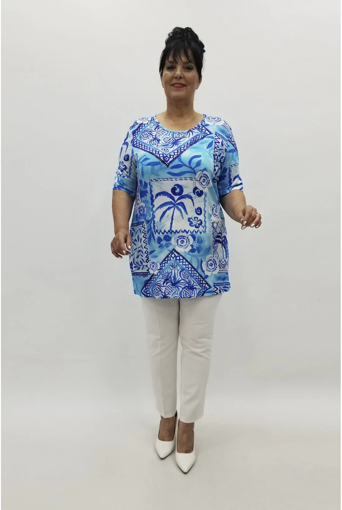 Miraggio Büyük Beden Bluz 98763 MAVİ