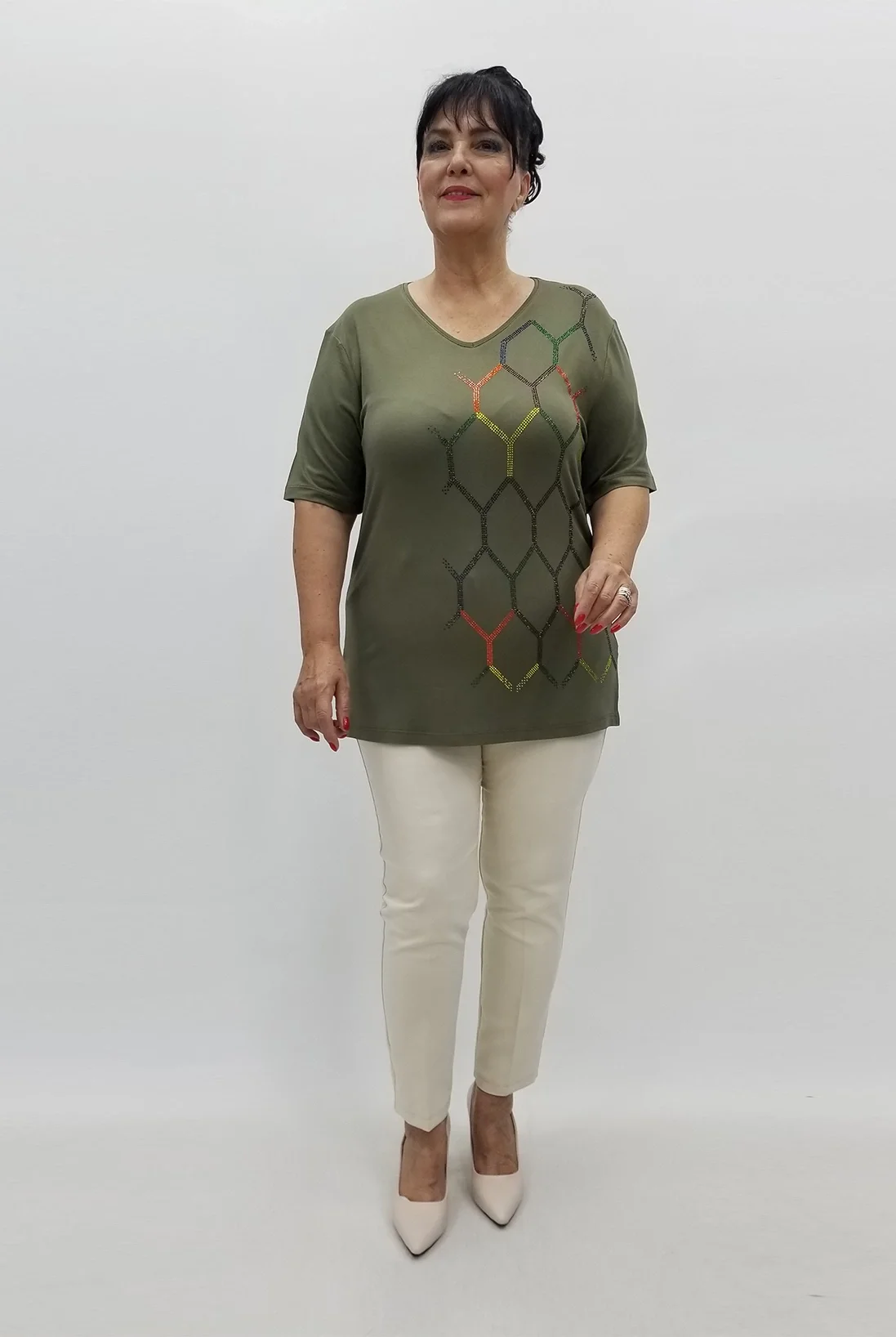 Miraggio Büyük Beden Bluz 98948 HAKİ