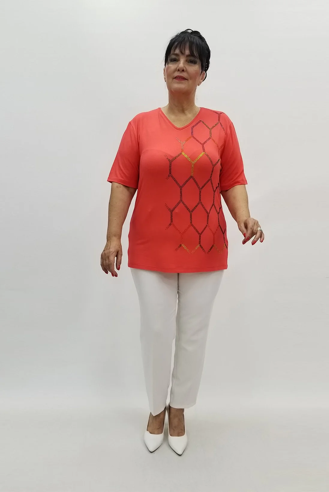 Miraggio Büyük Beden Bluz 98948 NAR ÇİÇEĞİ