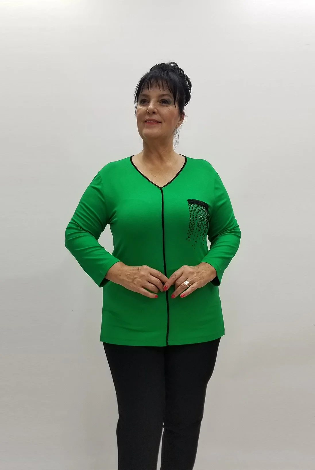 Miraggio Büyük Beden Bluz 98965 YEŞİL